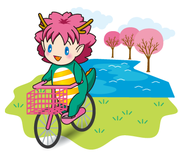 自転車を漕いでいるさやりん